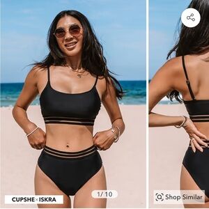 Cupshe X Iskra Sensorial Spring Bikini Bralette & High Rise Bottoms Set, XL